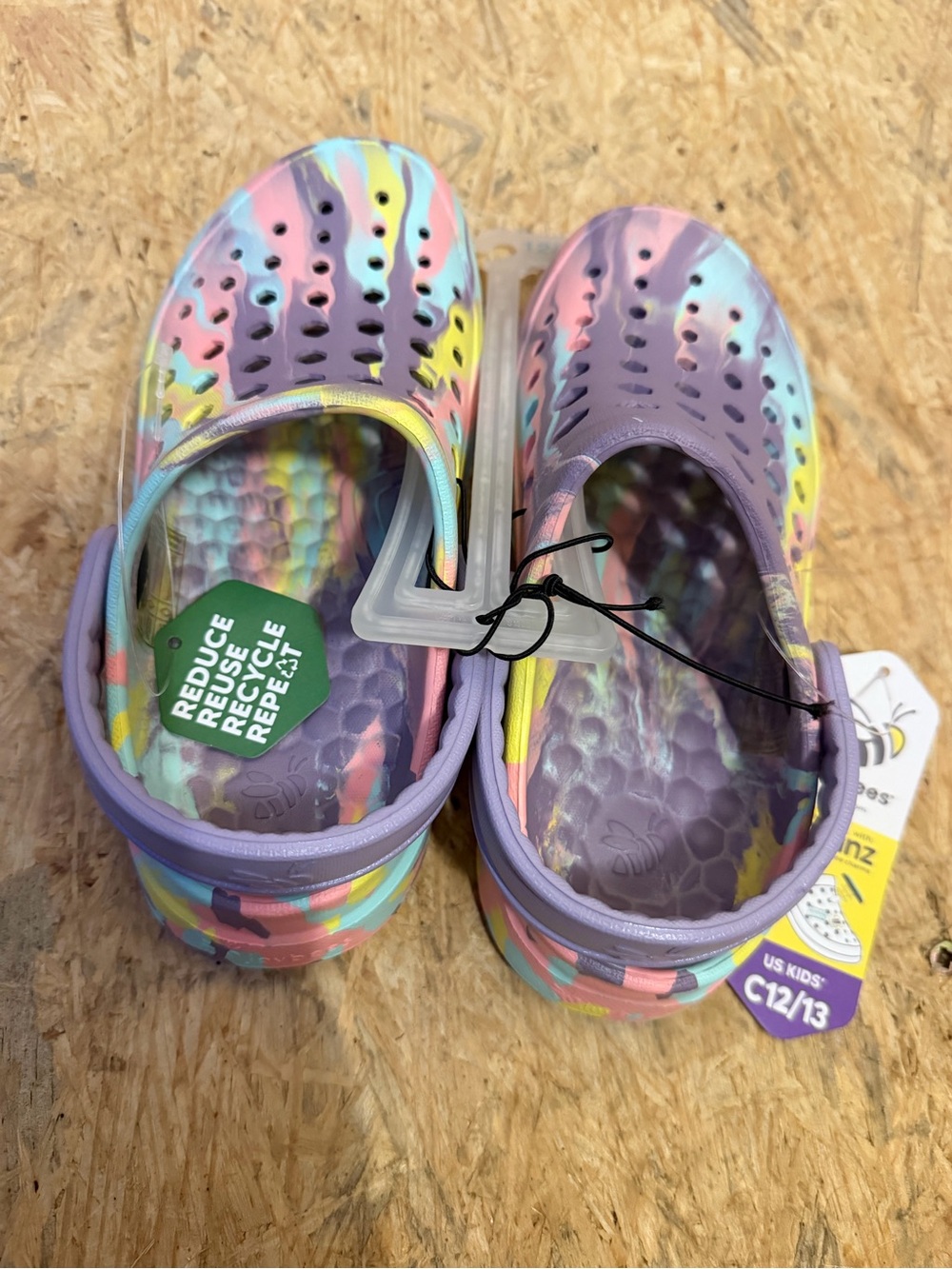 Joybees child 12/13 Rainbow Tie-Dye Clog Shoes - Purple